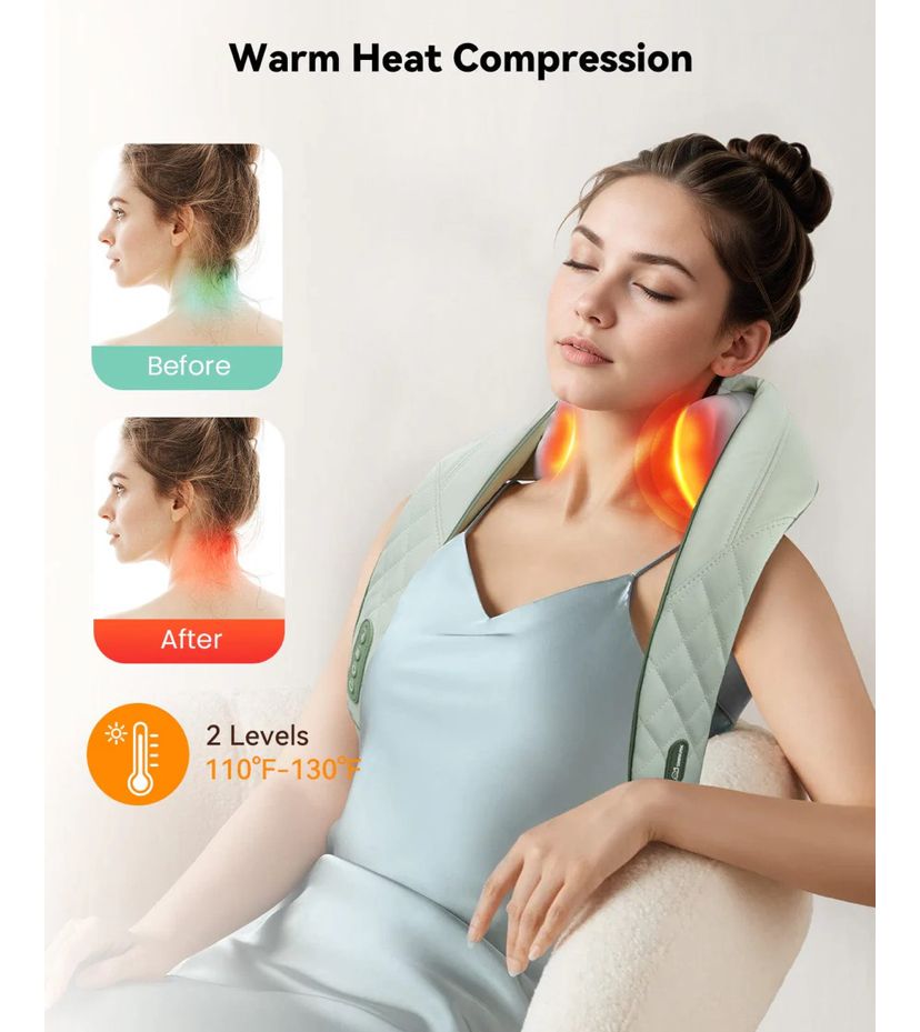 Snailax Cordless Neck Shoulder Massager with Heat & Shiastu Back Massage Pillow with Deep Tissue Kneading